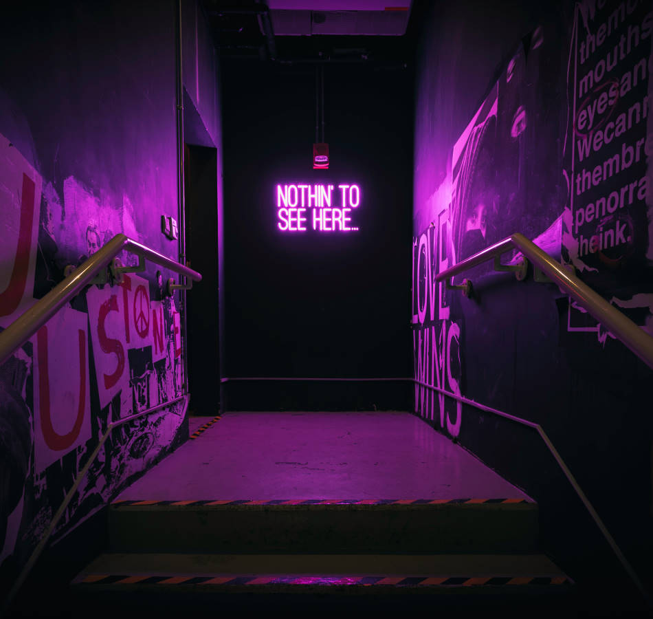 Neon corridor with violet light